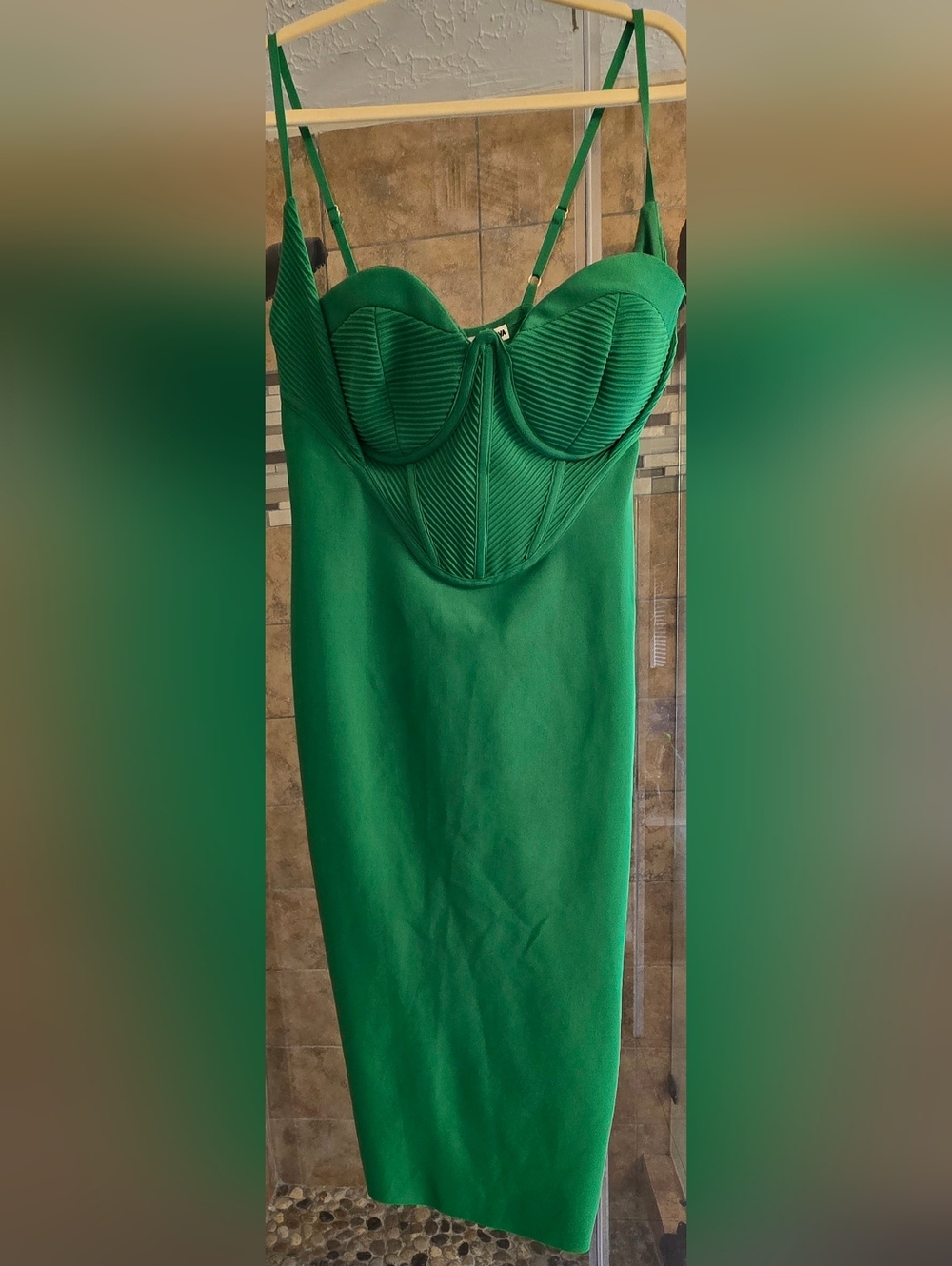 Fashion Nova Emerald Green Bustier Bodycon Midi Dress-NEW WITH TAGS